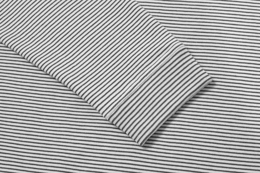 Ribbed cuff holds sleeve shape. All Seams Reinforced With Triple Needle Stitch.