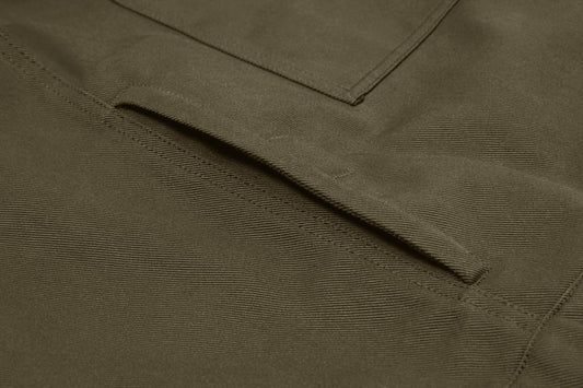 Deep hand-warmer pockets come into their own when the engine stops.