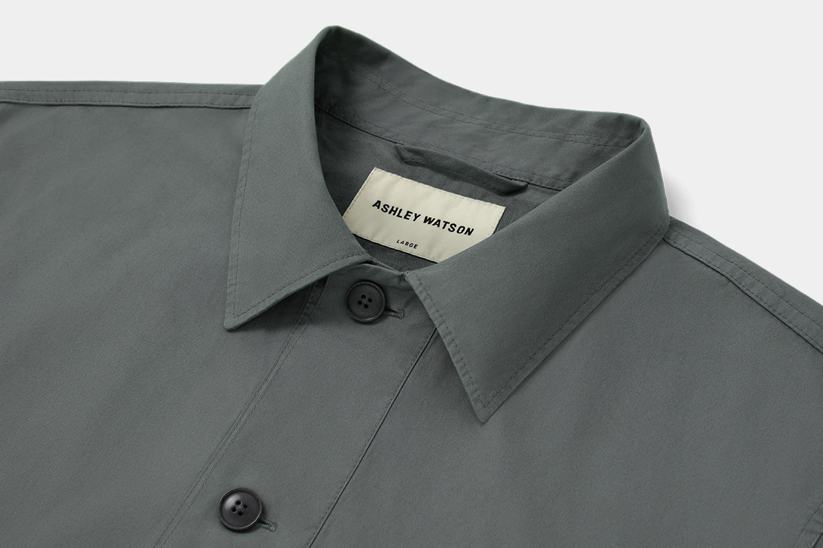 Dense canvas is woven from regenerative cotton. It’s a great year round weight that can be worn as an outer and layered.