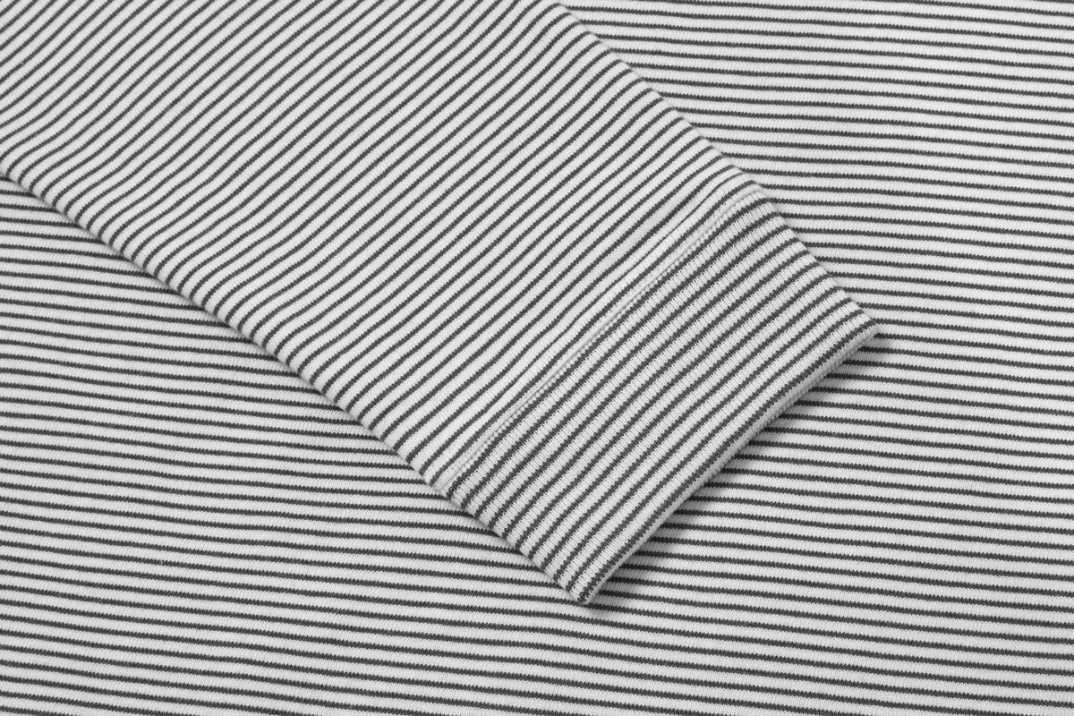Ribbed cuff holds sleeve shape. All Seams Reinforced With Triple Needle Stitch.