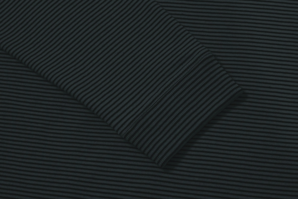 Ribbed cuff holds sleeve shape. All Seams Reinforced With Triple Needle Stitch.