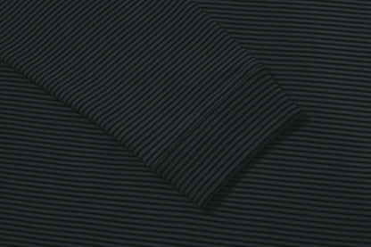 Ribbed cuff holds sleeve shape. All Seams Reinforced With Triple Needle Stitch.