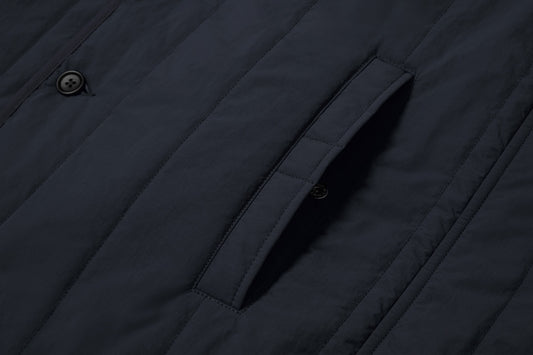 Deep handwarmer pockets are secured with a concealed pop-stud. The pockets, sleeve and body are lined with a soft cotton - jacket feels great worn over a t-shirt.