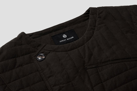 Outer shell finished with water repellent (DWR) coating. Thermal wadding is 100% recycled.