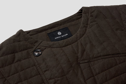 Outer shell finished with water repellent (DWR) coating. Thermal wadding is 100% recycled.